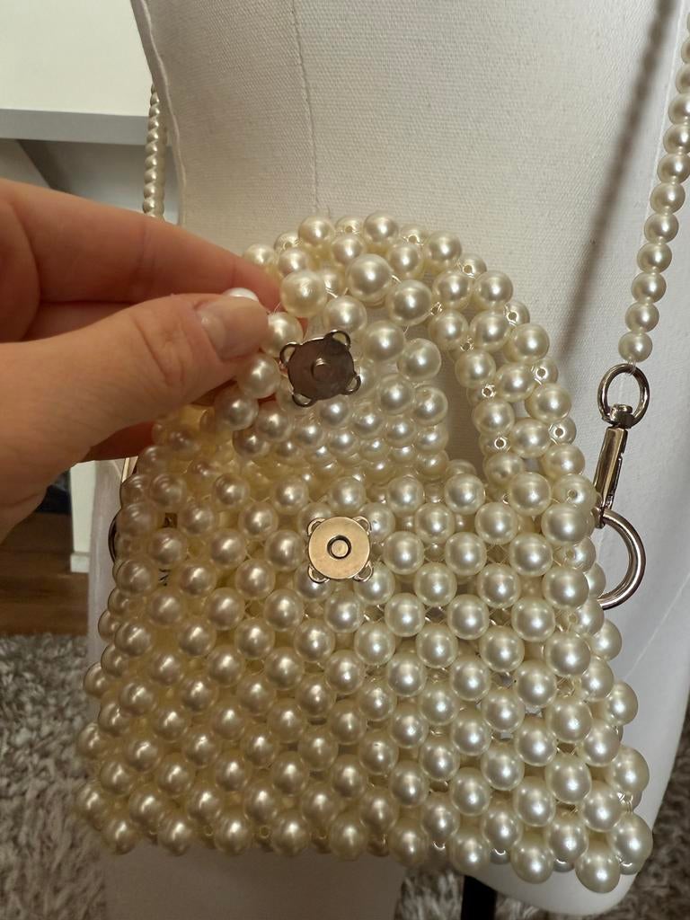 Elegante Parel Tas - Perfect voor Avondjes Uit, Ophalen of Verzenden, Zo goed als nieuw, Wit, Avondtasje