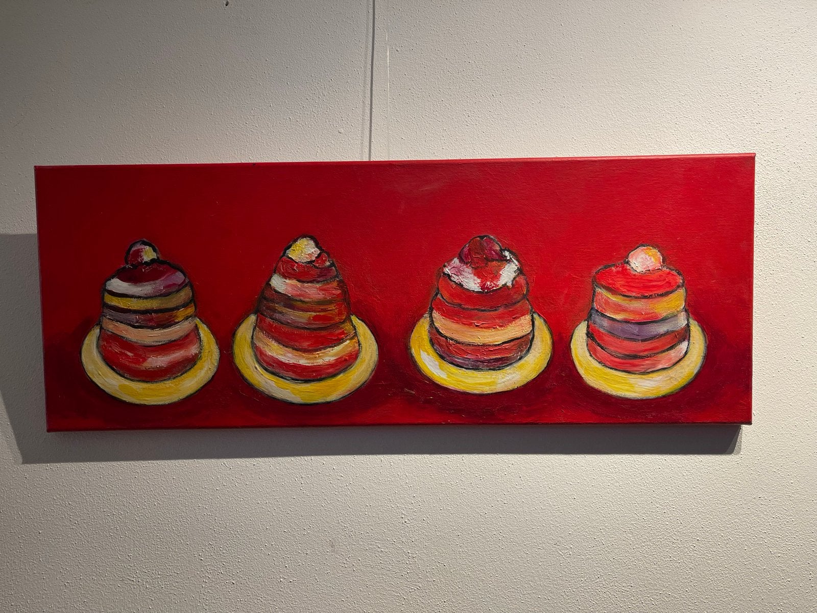 ‘Taartjes'  80-30 van Herma Borsboom - basis in rood, Ophalen, Acrylverf, Stilleven, Handgeschilderd