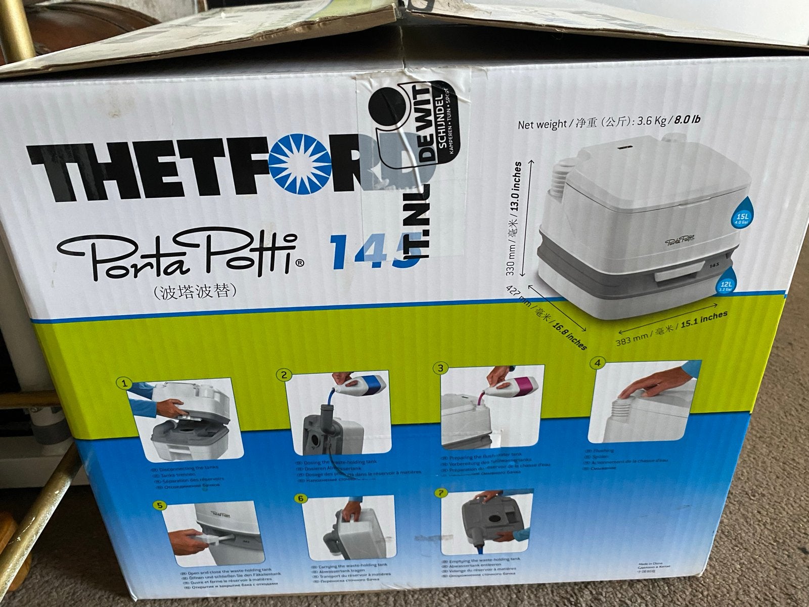 Thetford Porta Potti 145 Draagbaar Toilet chemisch, Ophalen of Verzenden, Zo goed als nieuw