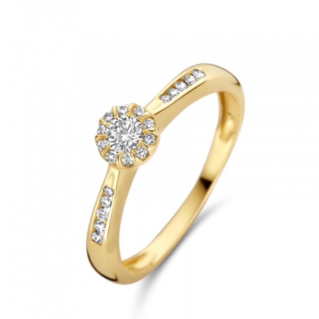 BLUSH 1633YDI GEELGOUDEN RING MET DIAMANT, Info@juwelier-van-soest.nl, Nieuw, Ophalen of Verzenden, 17 tot 18
