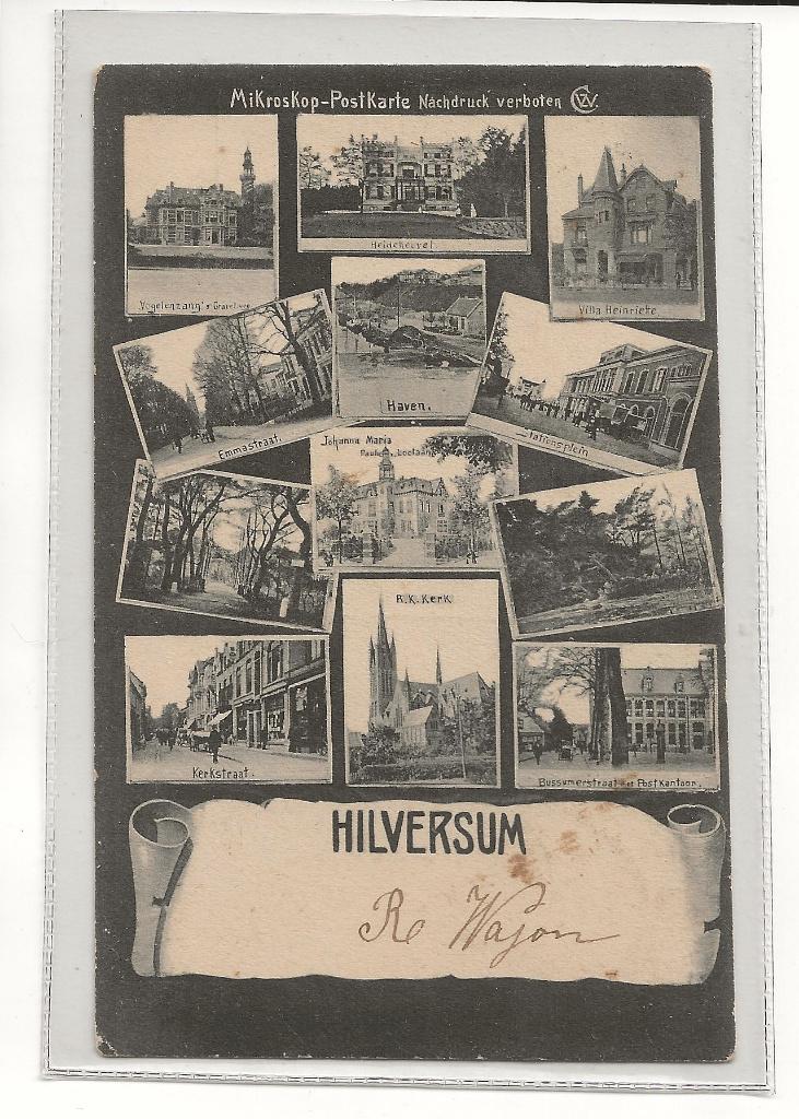 BF197-Hilversum,Mikroskop kaart,Stationsplein,Emmastraat,, Verzenden, Voor 1920, Gelopen, Noord-Holland
