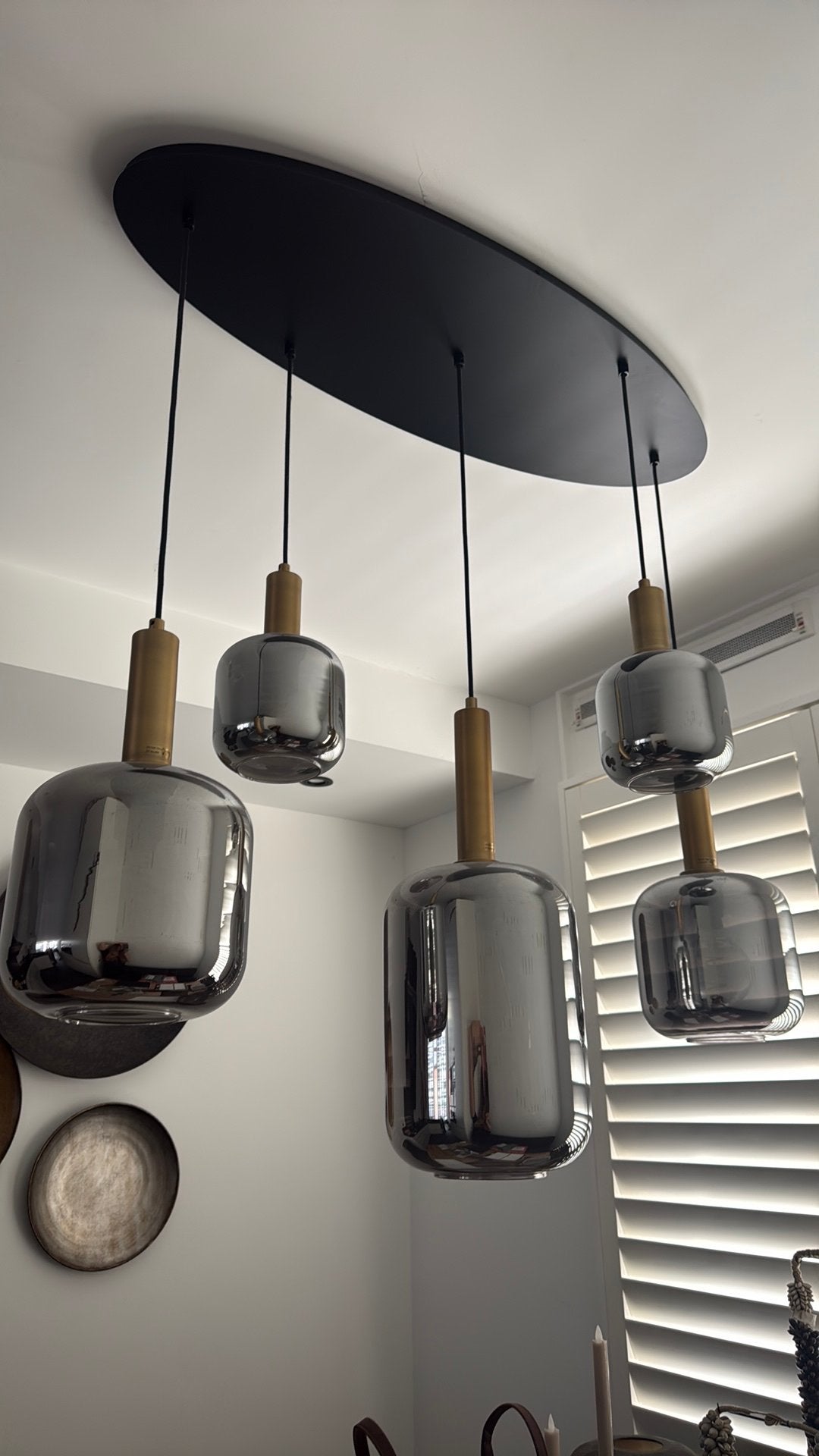 Hanglamp ovaal smoke goud, Ophalen, Nieuw, Minder dan 50 cm