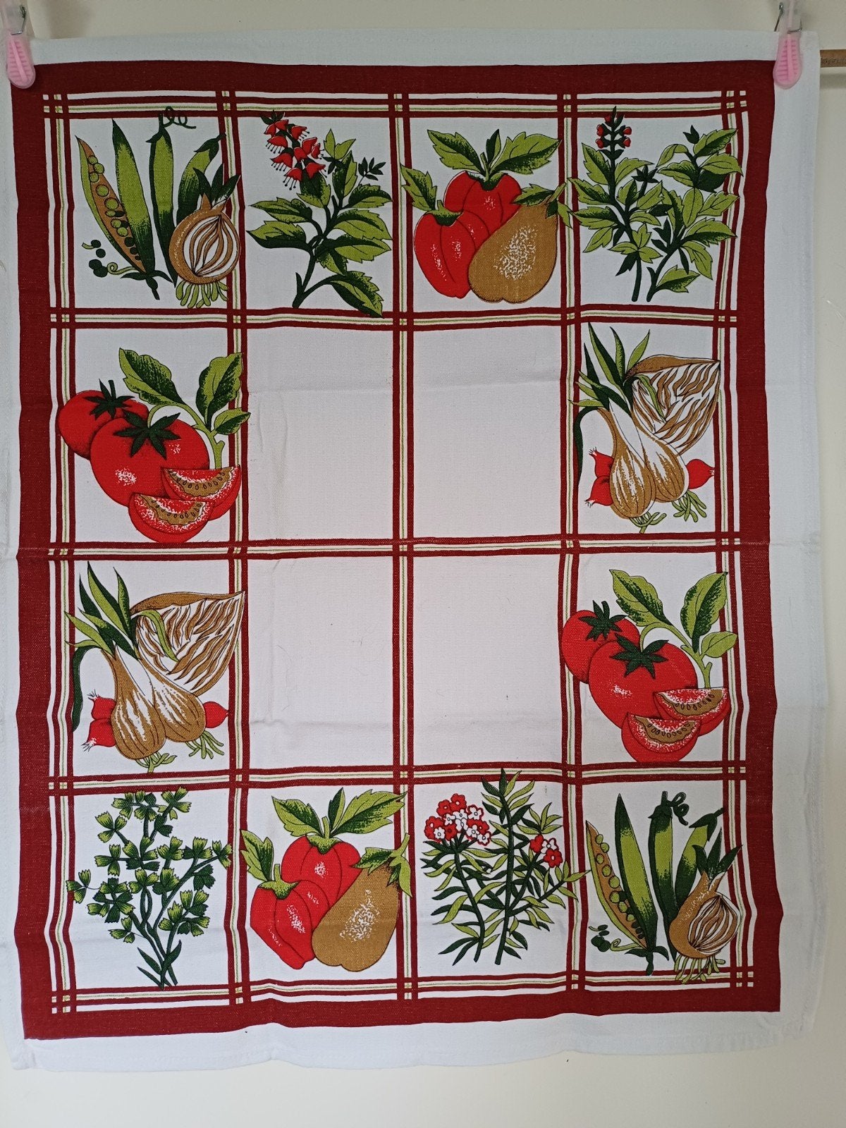 theedoek groente decor vintage, Ophalen of Verzenden, Zo goed als nieuw, Katoen, Rood