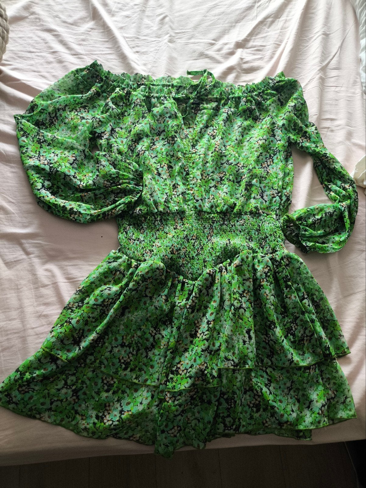 Ambika jurkje, groen met bloemenprint, Kleding | Dames, Maat 38/40 (M), Ophalen of Verzenden, Zo goed als nieuw, Ambika