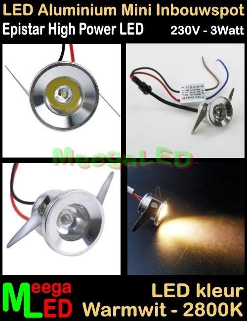 LED mini Camper inbouwspot spot M1 - 230V 3watt - Warmwit, Caravans en Kamperen, Ophalen of Verzenden, Nieuw