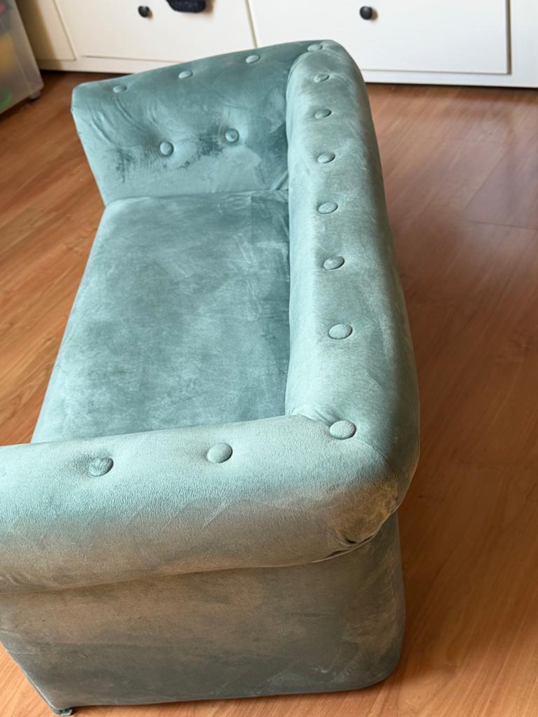 Kinderbankje blauw velvet - Zo goed als nieuw, Ophalen, Zo goed als nieuw, Overige typen