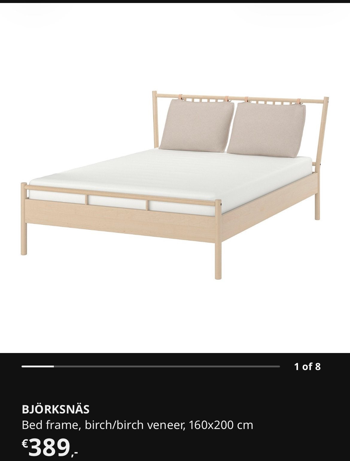 IKEA BJÖRKSNÄS + LEIRSUND Bed 160x200 – €350, Ophalen, Zo goed als nieuw, Tweepersoons