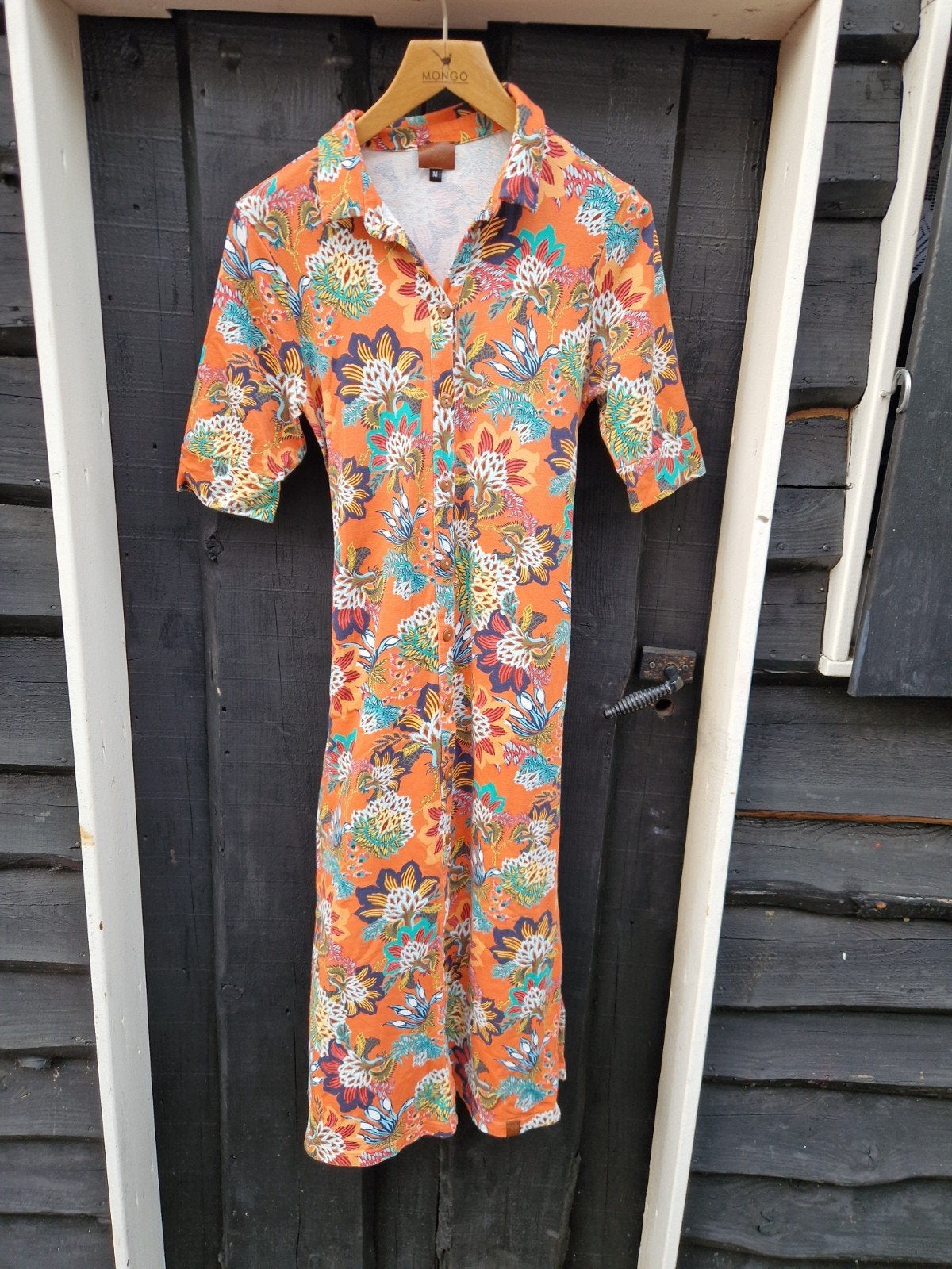Mooi Vrolijk Oranje Jurkje Maat M, Kleding | Dames, Maat 38/40 (M), Oranje, Ophalen of Verzenden, Gedragen