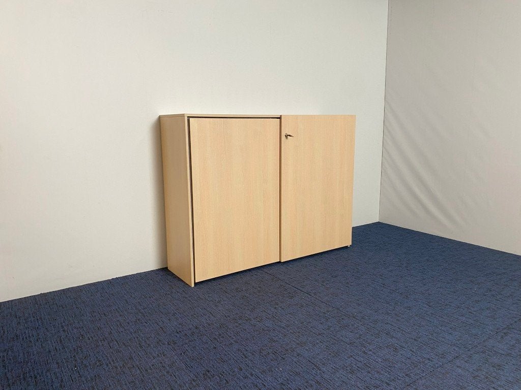 Schuifdeurkast Vepa, licht eiken, H 120 x B 160 x D 45 cm, Ophalen, Gebruikt