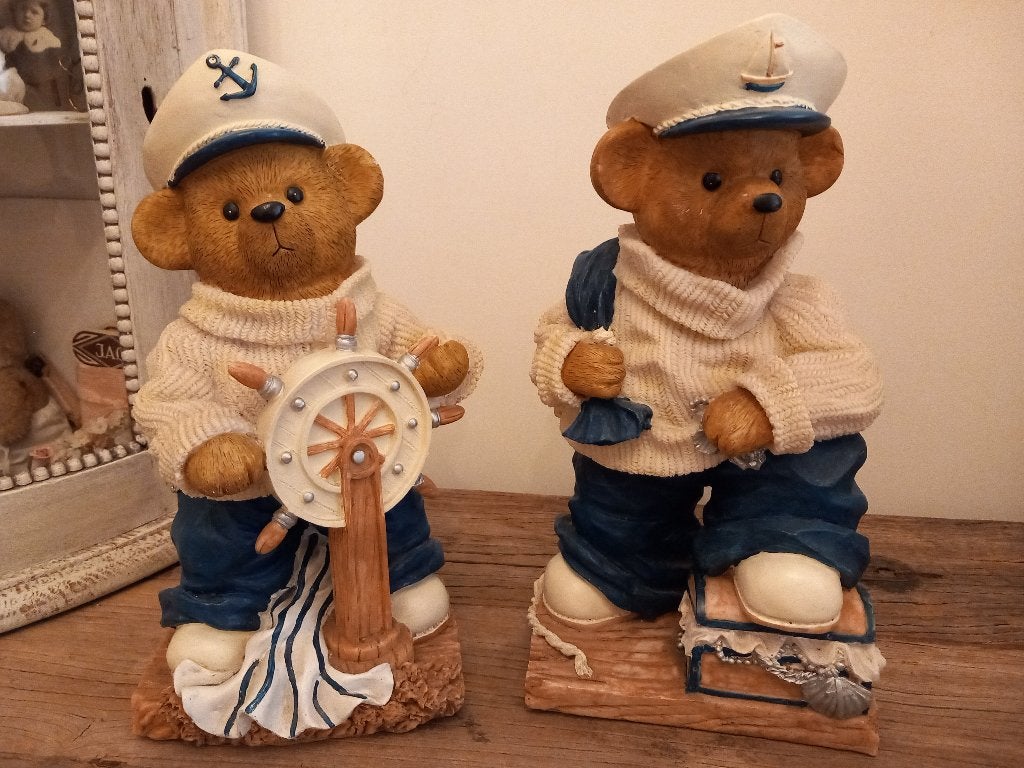 2 leuke grote matrozen beren beelden 30 x 15 cm., Verzamelen, Beren en Cherished Teddies, Ophalen of Verzenden, Zo goed als nieuw
