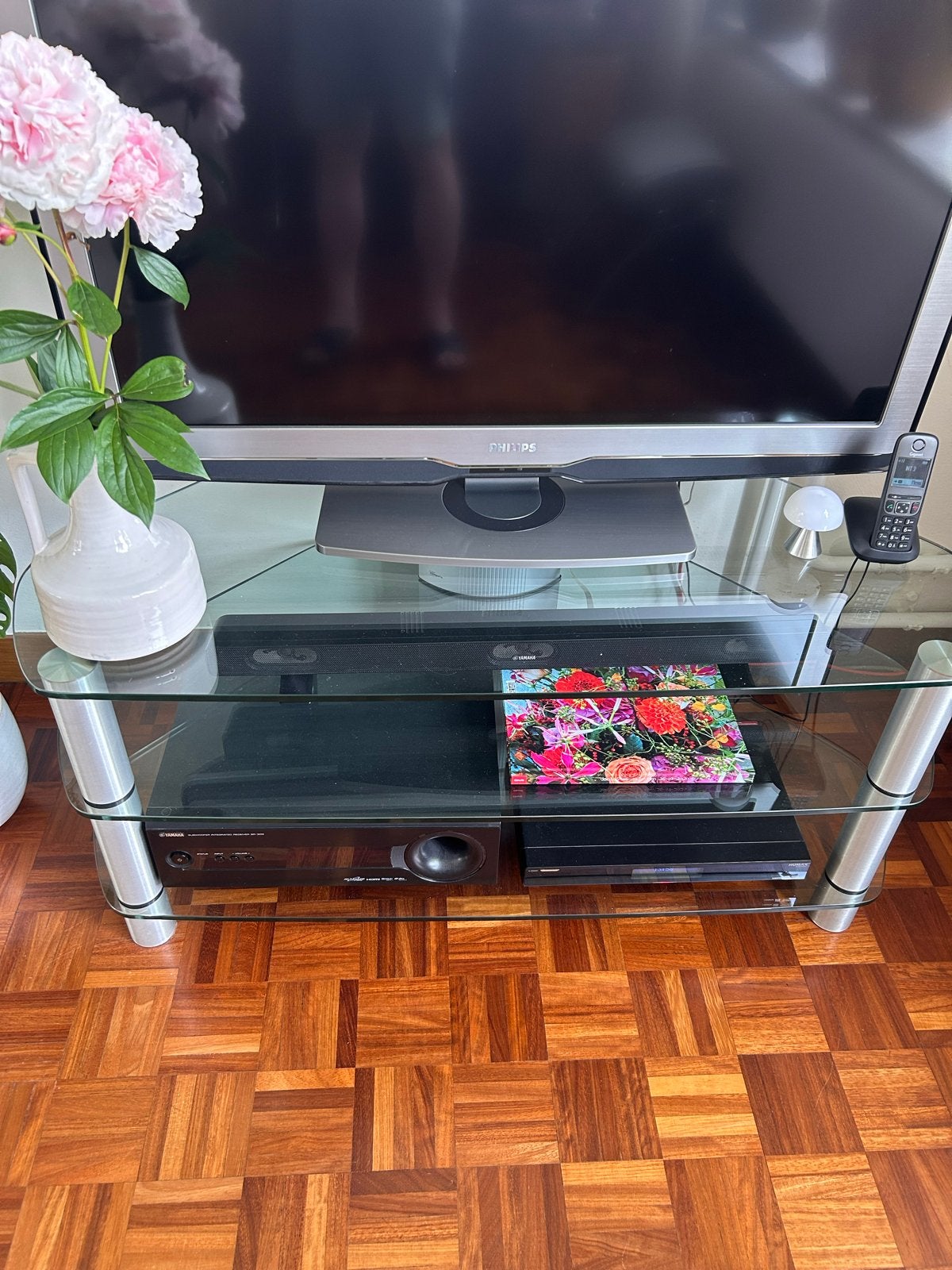 TV meubel glas, Huis en Inrichting, Kasten | Televisiemeubels, Ophalen, 50 tot 100 cm, Minder dan 100 cm, 25 tot 50 cm