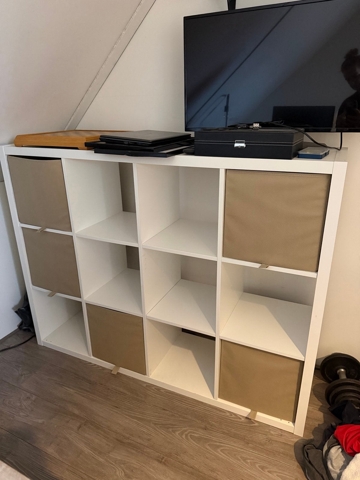 IKEA KALLAX Open kast wit 112x147 cm met 5 opbergboxen, Ophalen, Zo goed als nieuw