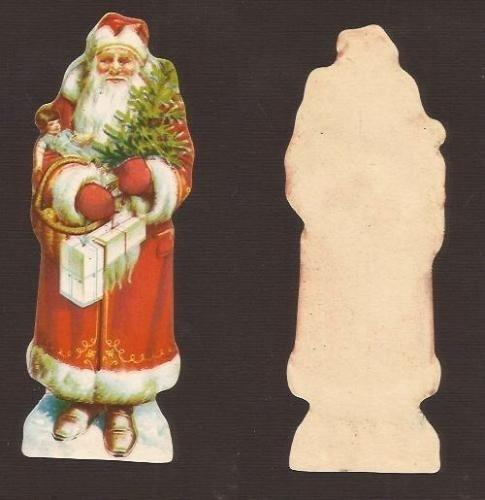 Kerstman 10 centimeter antiek poezieplaatje, Ophalen of Verzenden