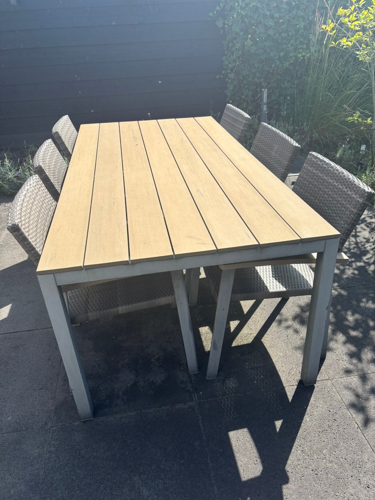 Mooie tuintafel met 6 stoelen, Ophalen, Gebruikt, Tuinset