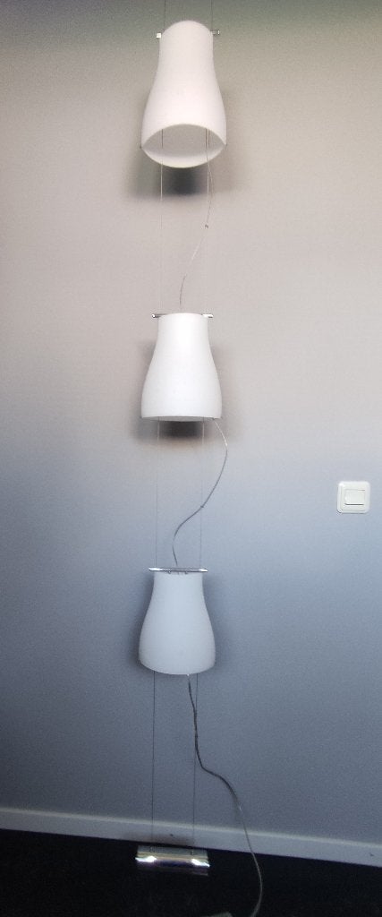 Vintage opaal witte glazen hanglamp Murano, Ophalen, Zo goed als nieuw, Glas