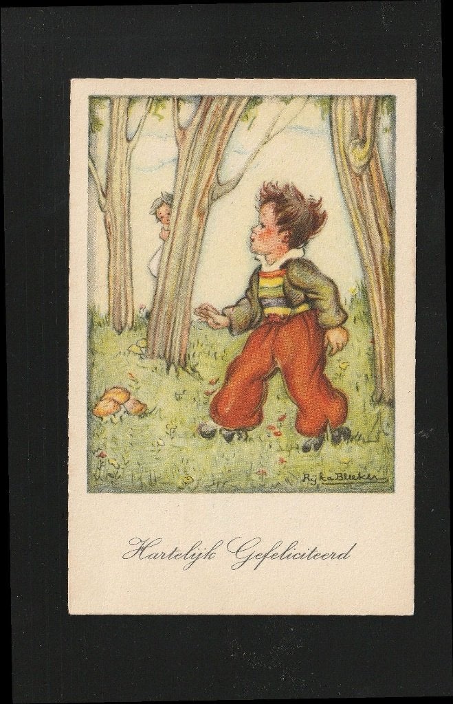 Ansicht In het bos illu Rijka Bleeker B07-17, Ophalen of Verzenden, 1940 tot 1960, Ongelopen, Overige thema's