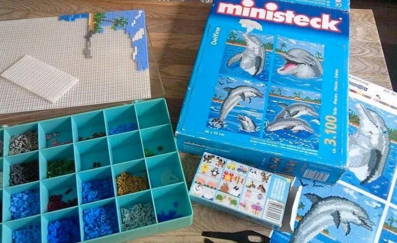 MINISTECK dolfijnen met sorteerdoos, Hobby en Vrije tijd, Ministeck, Ophalen of Verzenden, Gebruikt, Overige typen