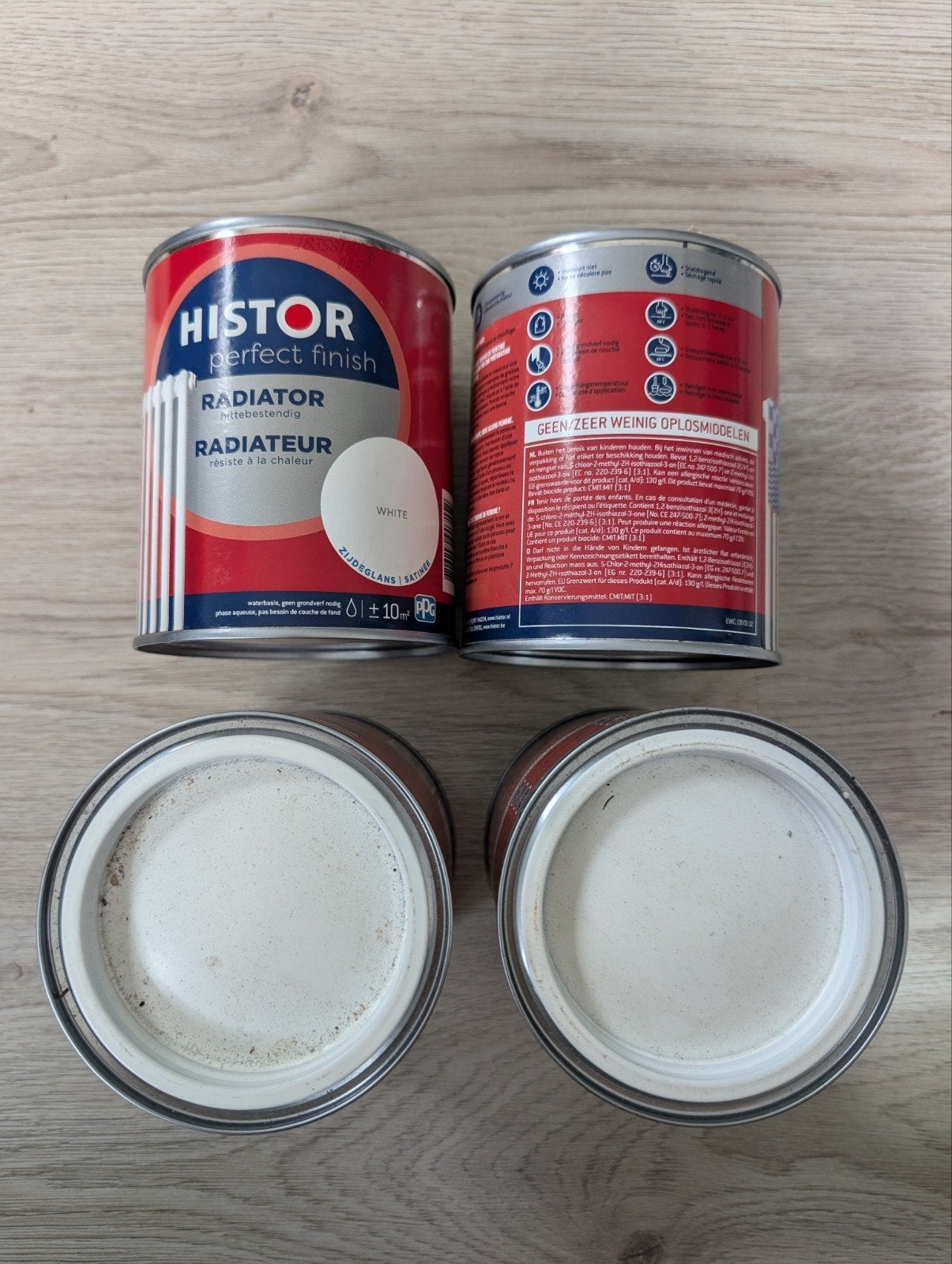 Histor Radiatorlak Wit 0.75L 4 blikken samen 25 euro, Ophalen of Verzenden, Nieuw, Overige typen