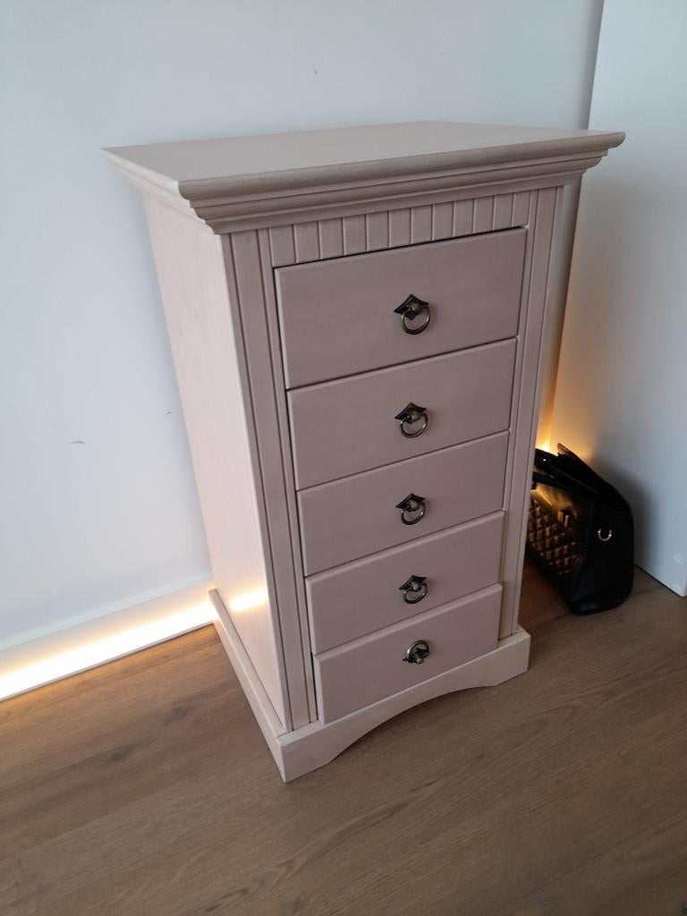 Roze ladekastje met 5 laden, Huis en Inrichting, Kasten | Ladekasten, Ophalen, Minder dan 50 cm, Gebruikt, 5 laden of meer
