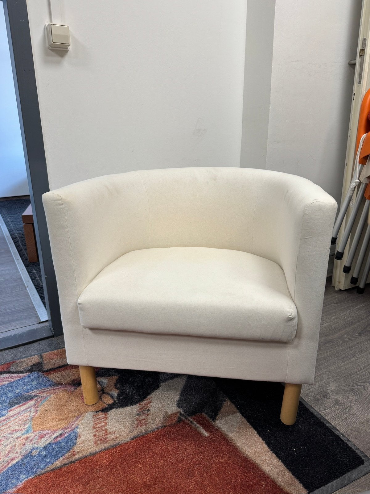 Creme/witte fauteuil Ikea, Ophalen, Gebruikt, 75 tot 100 cm, 50 tot 75 cm