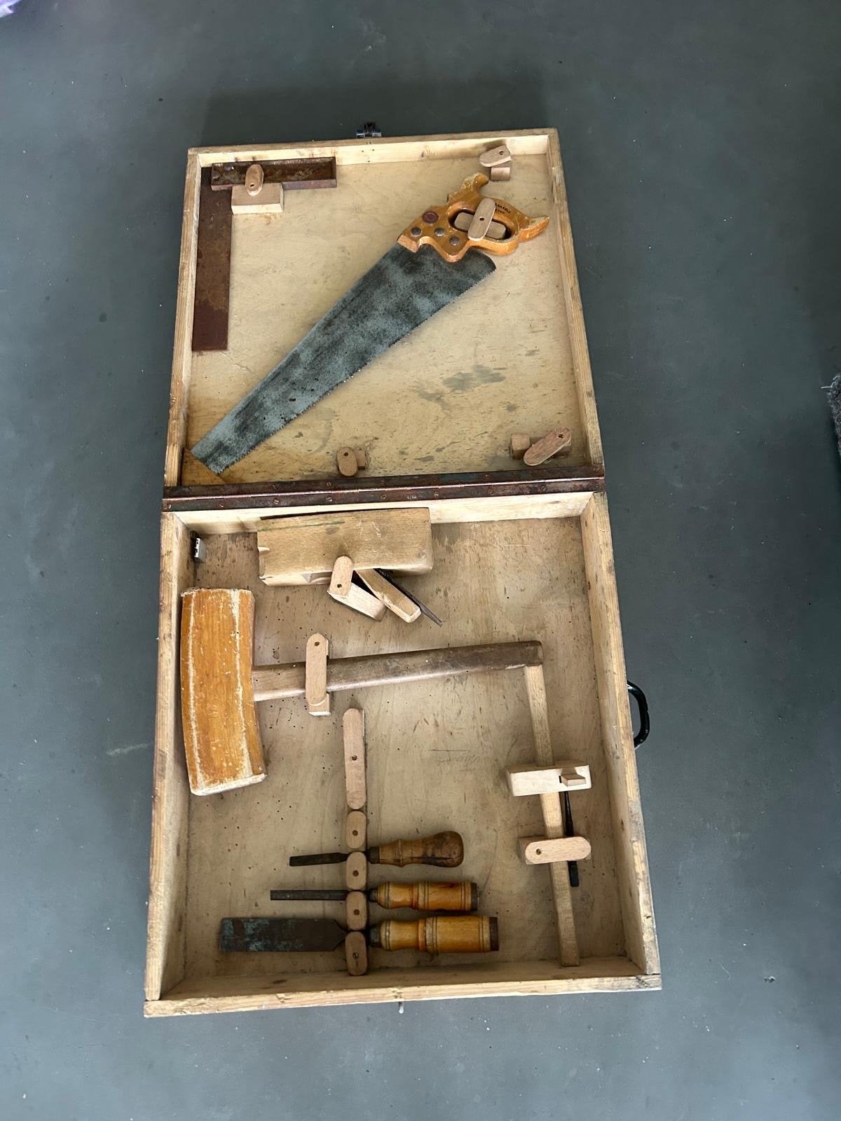 Originele Nooitgedagt Gereedschapskist met Inhoud, Antiek en Kunst, Antiek | Gereedschap en Instrumenten, Ophalen