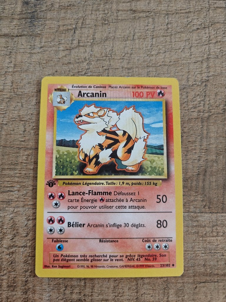 arcanine base set first edition  Frans, Ophalen of Verzenden, Zo goed als nieuw, Losse kaart