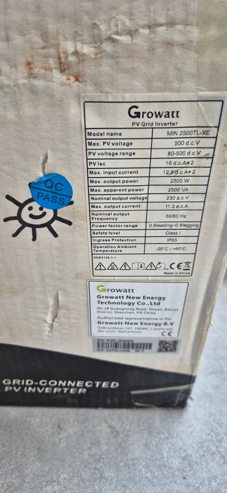 Nieuwe Growatt MIN 2500TL-XE omvormer in doos, Ophalen of Verzenden, Nieuw, Overige typen
