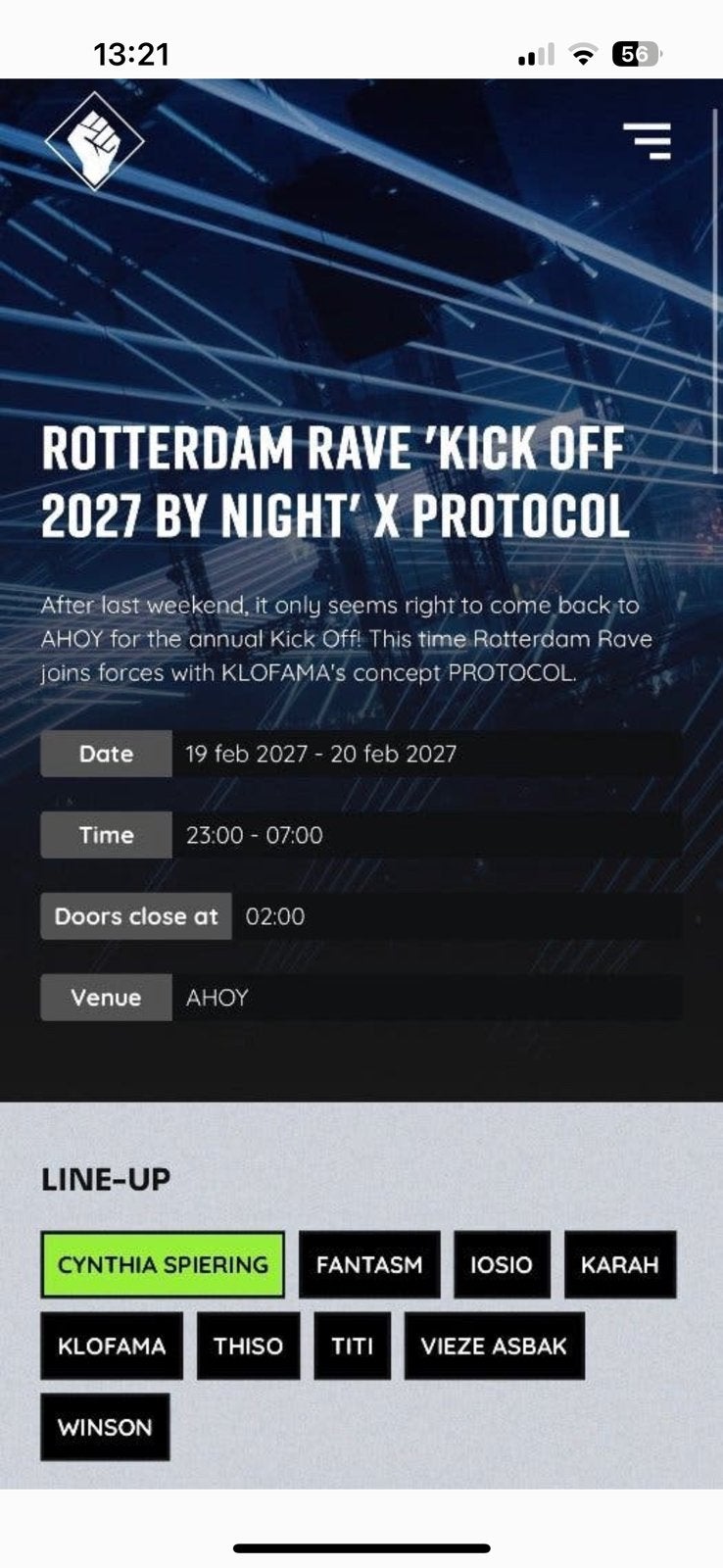 Rotterdam rave kick off nacht, Tickets en Kaartjes, Eén persoon
