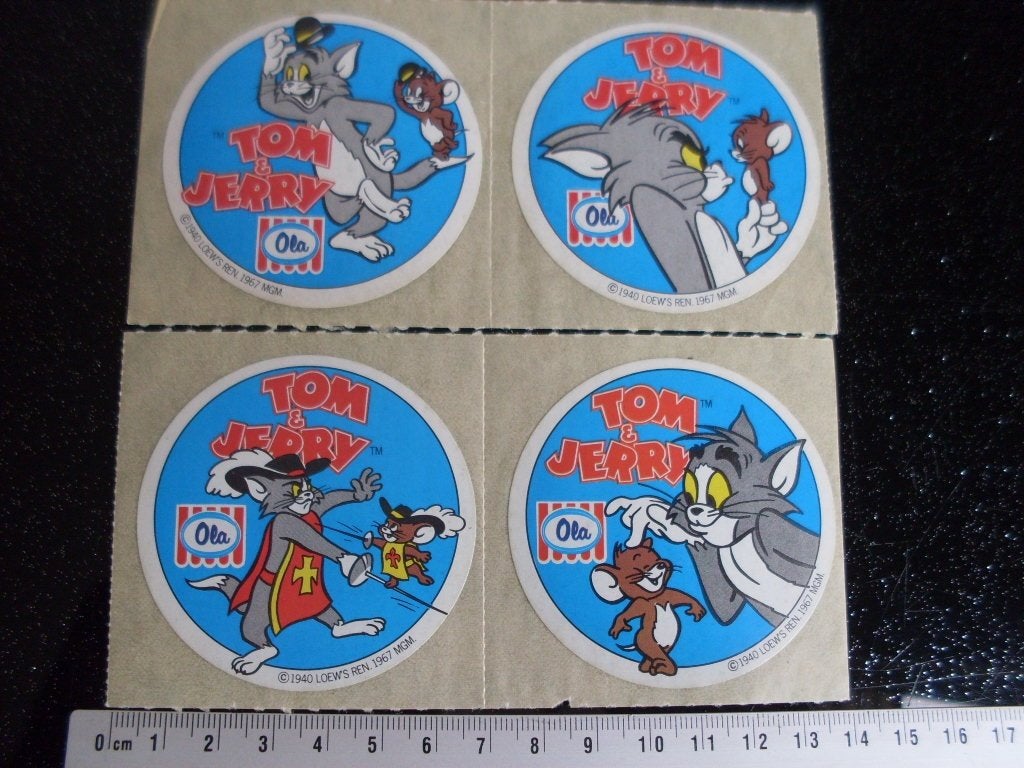 4x sticker Tom & Jerry Ola ijs, Verzenden, Zo goed als nieuw, Merk