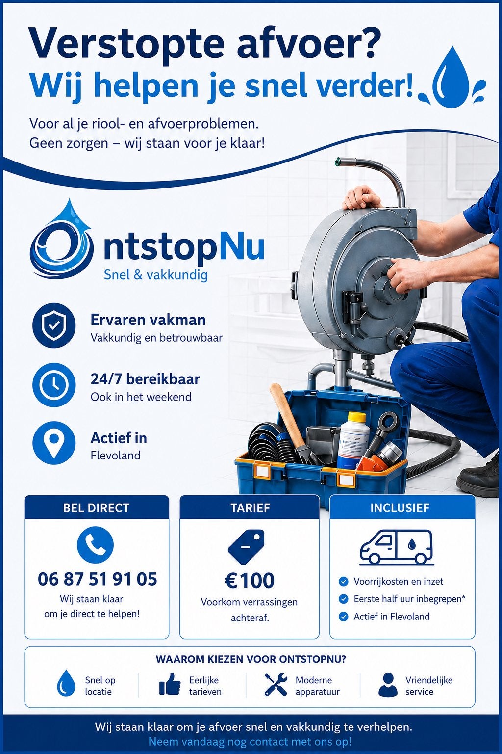 Ontstopnu, 24-uursservice, Onderhoud