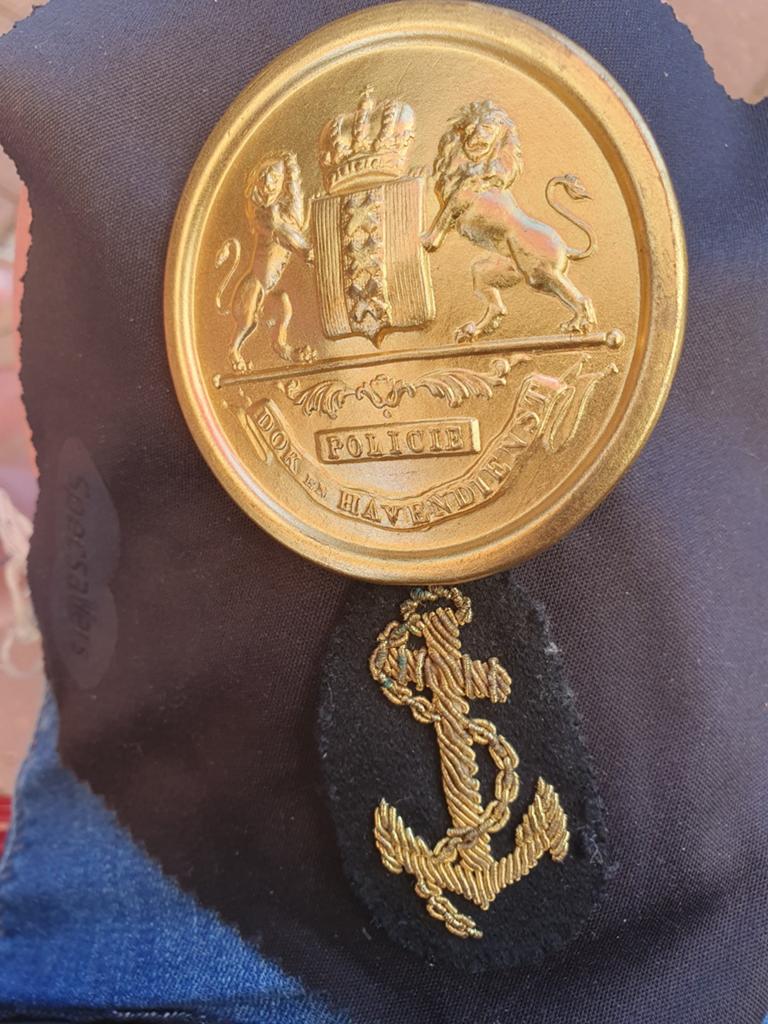 Vintage Politie Havenmeester Medaille & Anker Embleem, Ophalen of Verzenden, Gebruikt