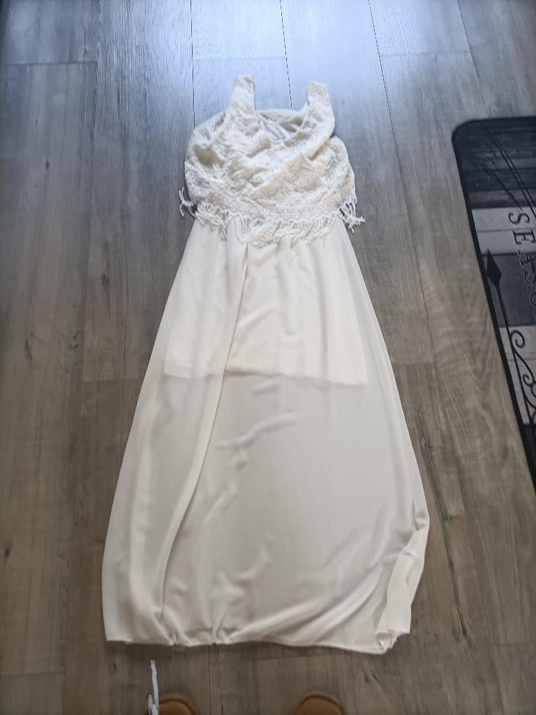 Dames jurk, Maat 38/40 (M), Wit, Ophalen of Verzenden, Onder de knie