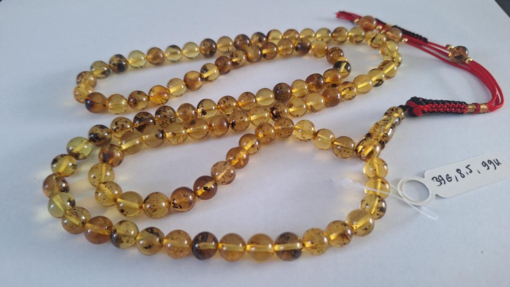 Baltische amber barnsteen tesbih ketting 99, Ophalen of Verzenden, Overige materialen, Ketting, Met edelsteen