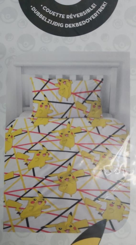 Pokemon Eenpersoons Dekbedovertrek Pikachu - Dubbelzijdig, Ophalen of Verzenden, Eenpersoons, Dekbedovertrek