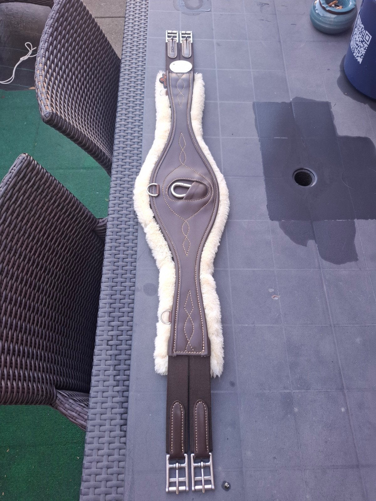 Kentucky springsingel bruin met bont 115 cm, Springen, Bruin, Nieuw, Met bont