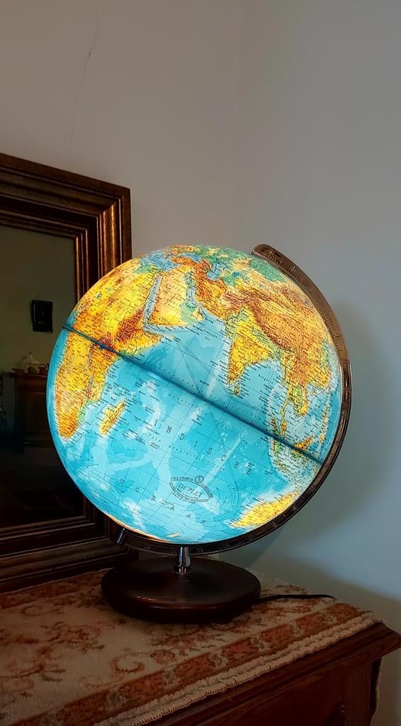 Prachtige! vintage Columbus duplex wereldbol - globe lamp, Ophalen of Verzenden