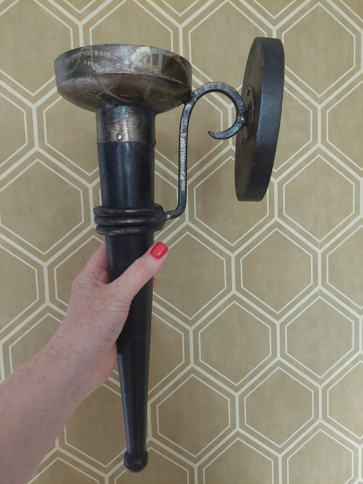 Set van 2 vintage wandkandelaars / toortsen, Ophalen of Verzenden, Overige materialen