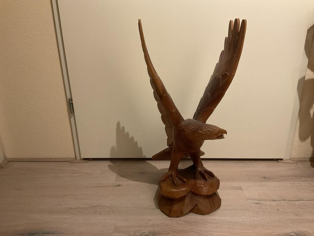 Houten Adelaar Beeld - Handgesneden Decoratie, Ophalen, 50 - 100 cm, Handgemaakt, Beeld