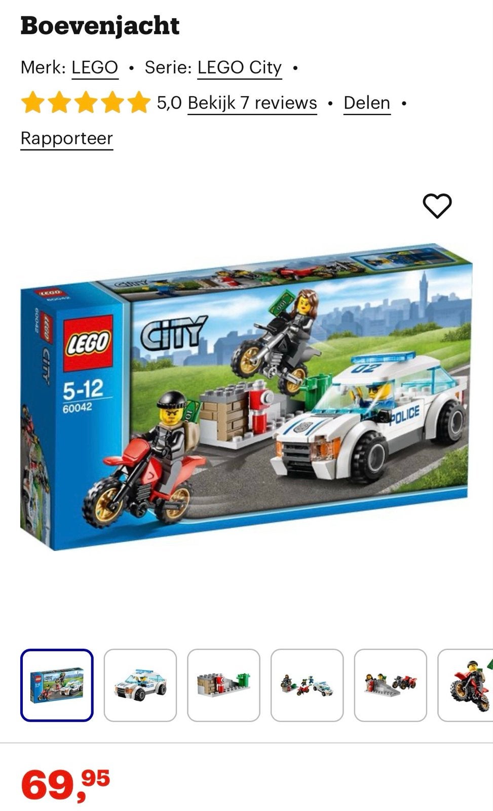 Lego City 60042 Boevenjacht - Zo goed als compleet, Inclusief minifiguren, City, Lego, Ophalen of Verzenden