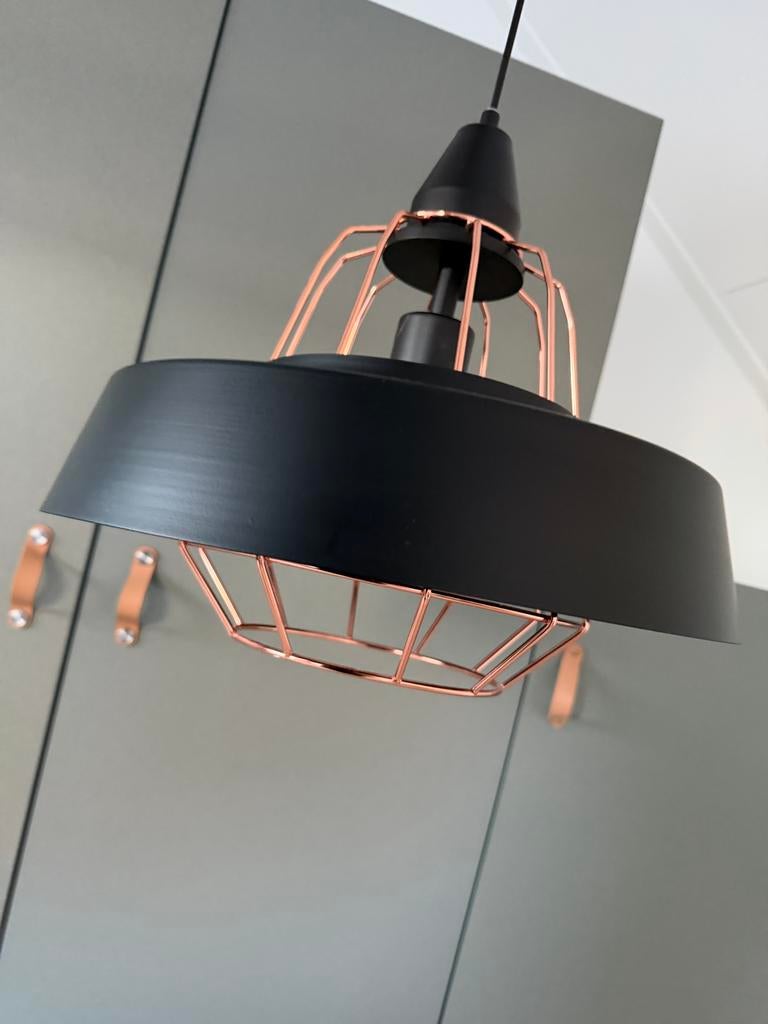 Moderne Zwart-Koperen Hanglamp - Perfecte Staat, Ophalen of Verzenden, Zo goed als nieuw, Metaal, Minder dan 50 cm