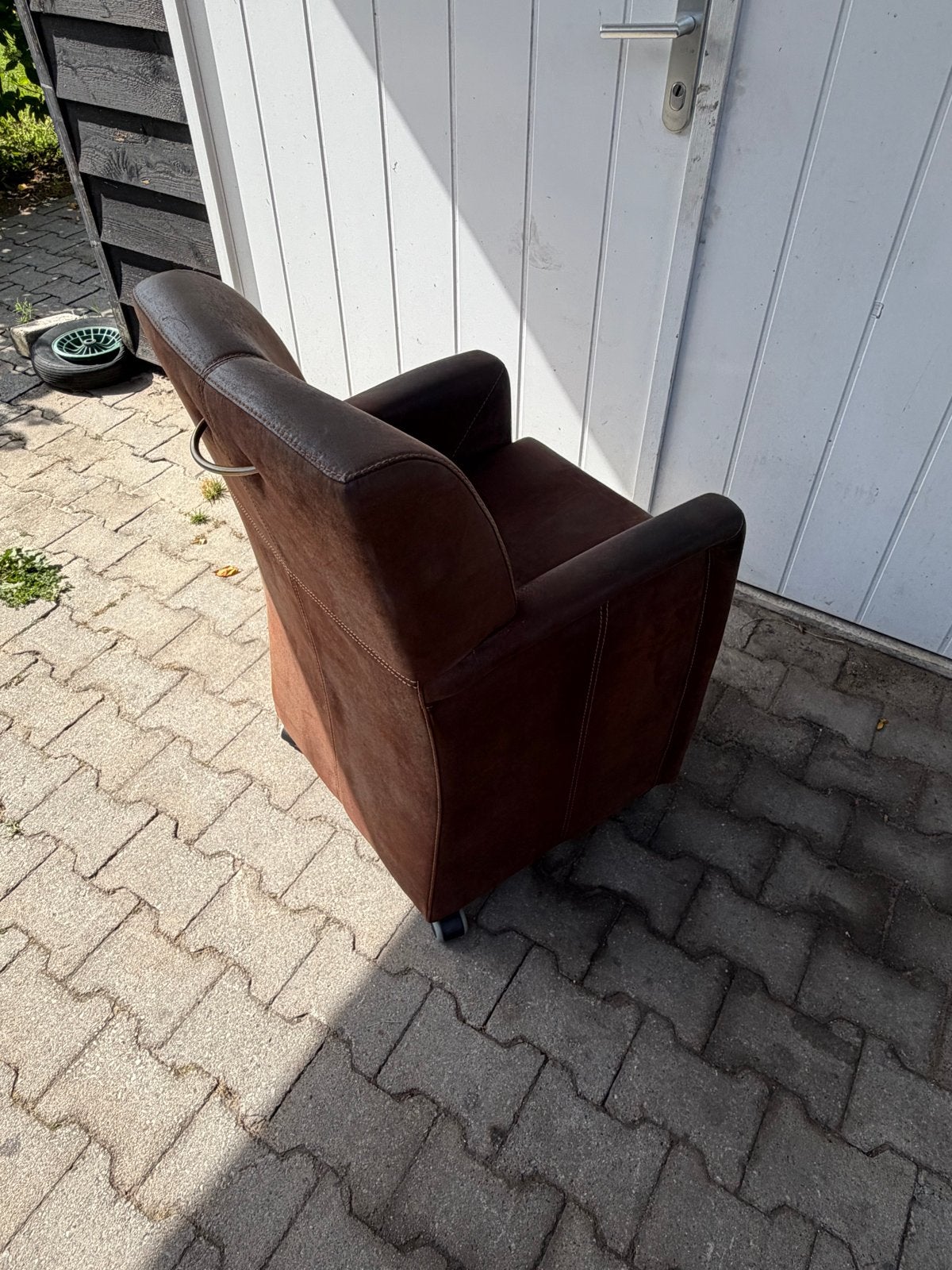Bruine fauteuil op wieltjes 6 keer, Ophalen, Gebruikt, Bruin, Eén
