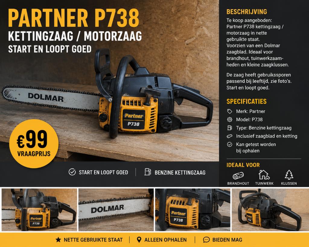 Partner P738 Kettingzaag, Ophalen of Verzenden, Zo goed als nieuw