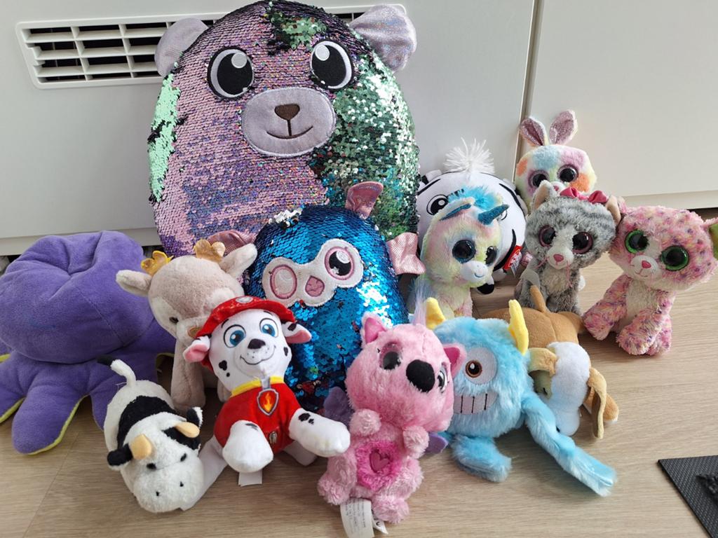 Grote collectie knuffels, diverse soorten en maten, Paars, Gebruikt, Beer, Ophalen of Verzenden