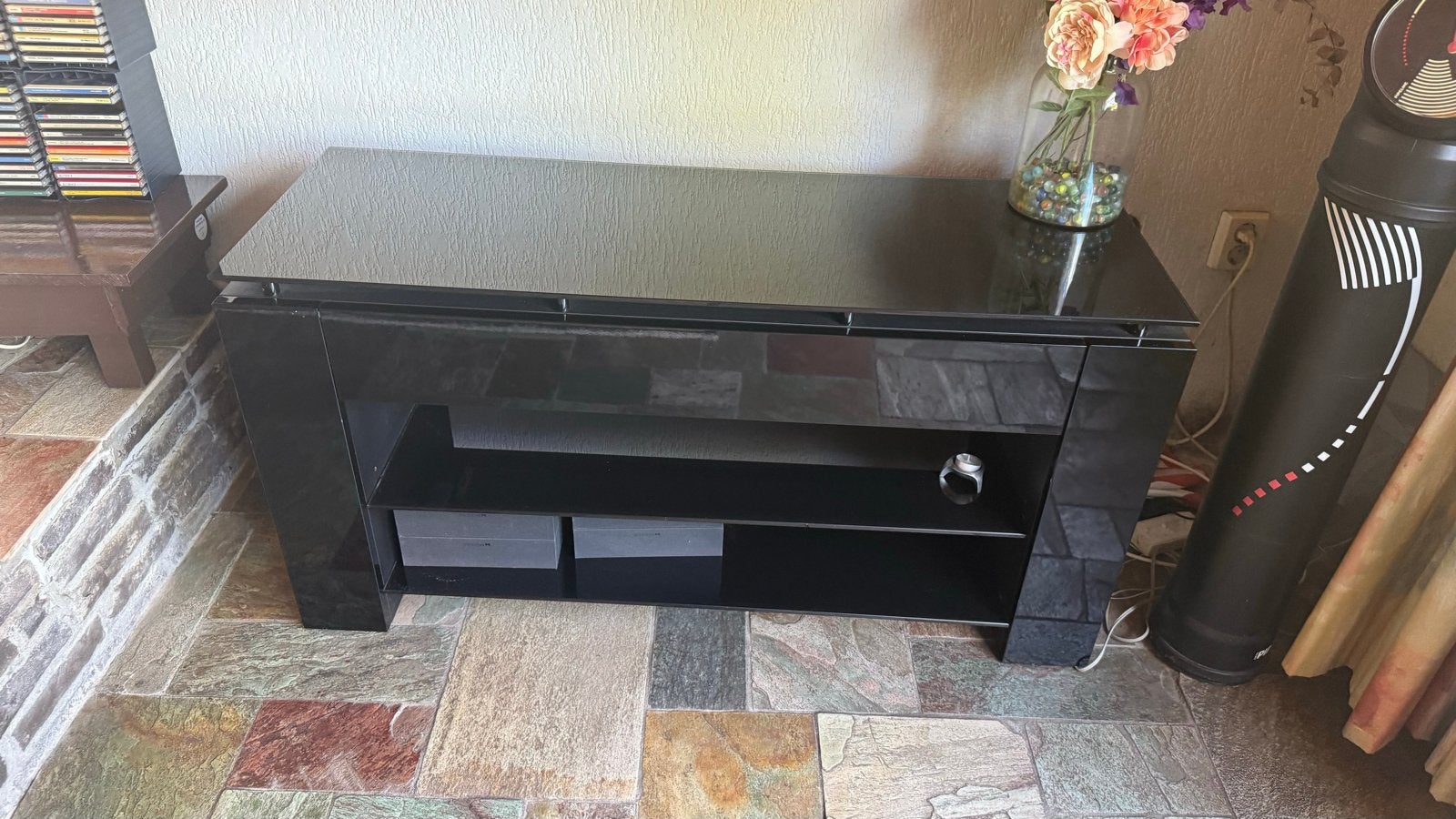 Zwart TV meubel l120xb90xh73, Ophalen, Gebruikt, 100 tot 150 cm, Minder dan 100 cm