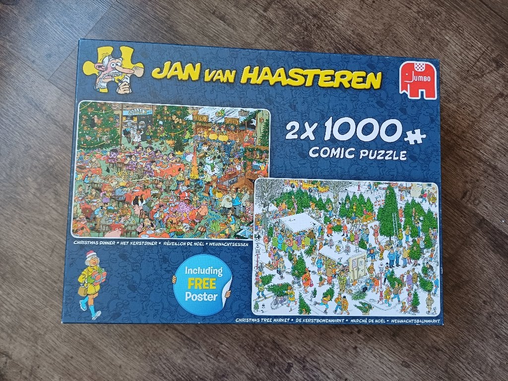 Jan van Haasteren - combidoos - Kerstdiner / Kerstbomenmarkt, Ophalen of Verzenden, 500 t/m 1500 stukjes, Legpuzzel
