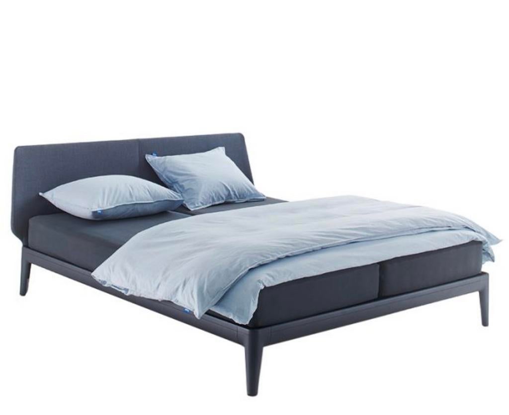 Auping Essential bed 160x200cm blauw + pixel nachtkastje, Ophalen, Blauw, Tweepersoons, Zo goed als nieuw
