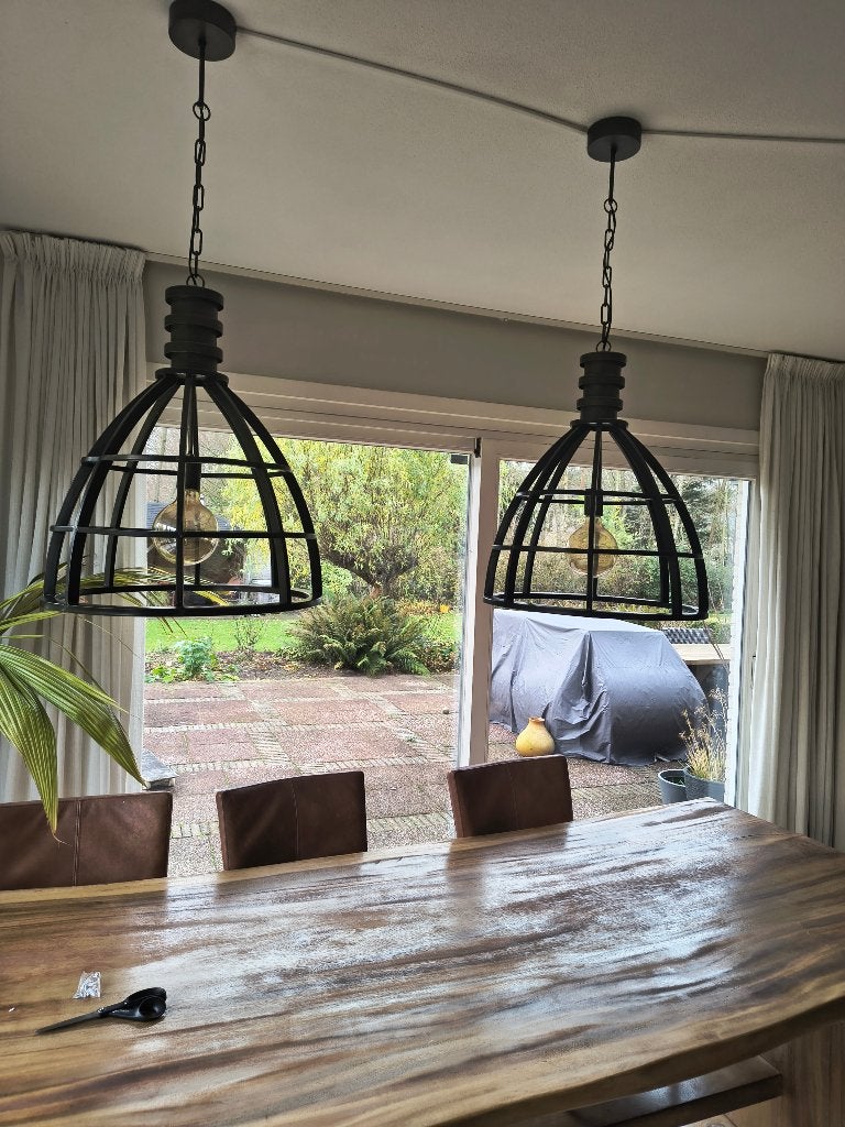 2 hanglampen industrieel, Ophalen of Verzenden, Gebruikt, Metaal