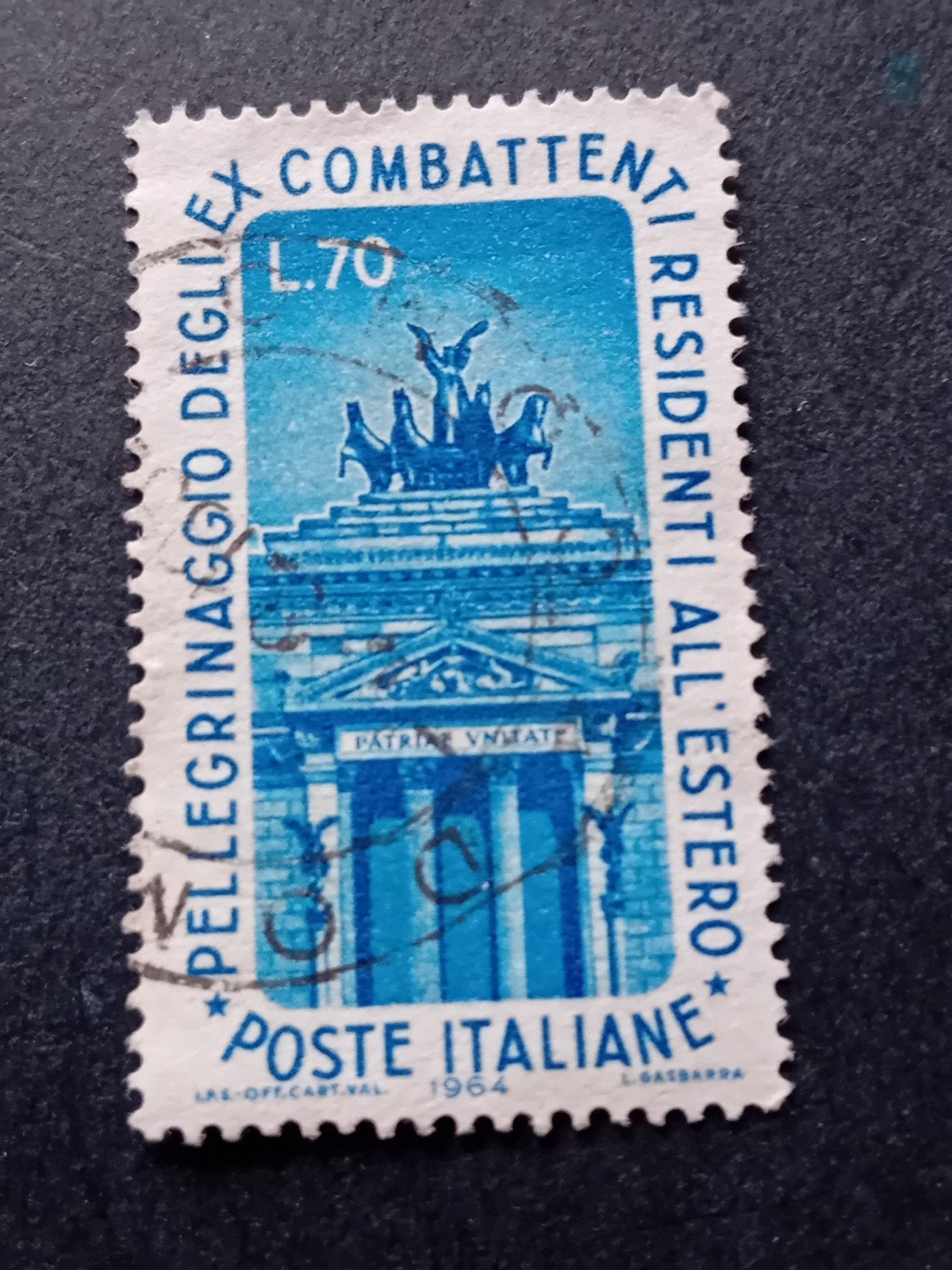 Italia 1964 L.70 zegel - Pellegrinaggio Degli Ex Combatt, Ophalen of Verzenden, Gestempeld