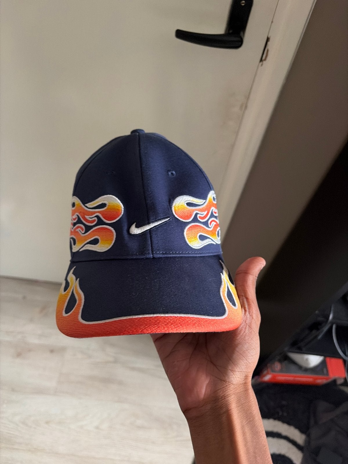 Nike cap Club OG Flame midnight Navy Adjustable., Ophalen, Zo goed als nieuw, One size fits all, Pet