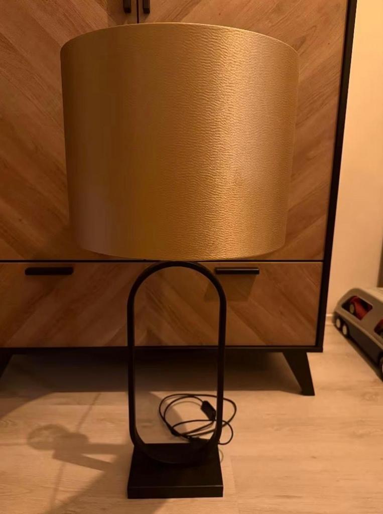Light&living JAMIRI Lampvoet mat zwart met gouden kap, Ophalen, Zo goed als nieuw, Metaal, 50 tot 75 cm